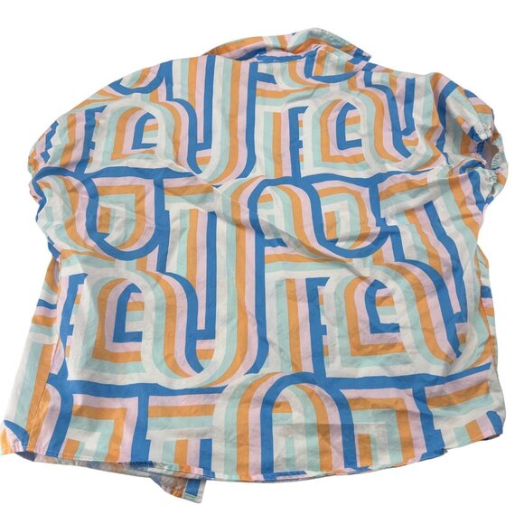 Michelle McDowell Colorful Geometric Print Button-Up Short Sleeve Shirt Small - Picture 7 of 7